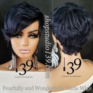 100%human hair blue pixiewig